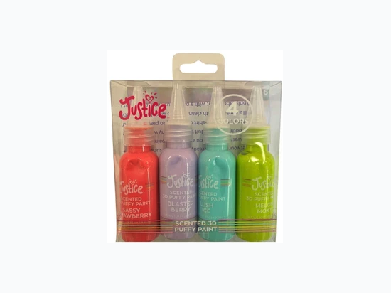 Justice 4 Pack Scented 3D Puffy Fabric Paint - Strawberry, Berry, Lush Ice, Melon