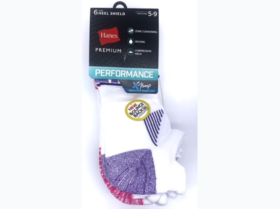 Women’s ‘Hanes’ Xtemp Tab No Show Socks - 6 Pack in White - Fits Shoe Size 5 - 9