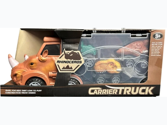 Animal Carrier Truck with Three Dinosaur Vehicles - Styles Will Vary