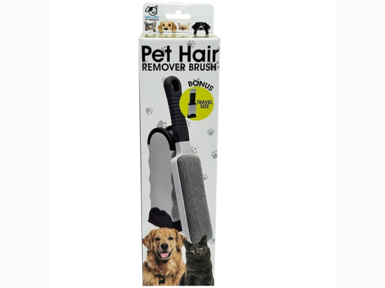 Pet Hair Remover Brush w/ Self Cleaning Base & Bonus Travel Brush