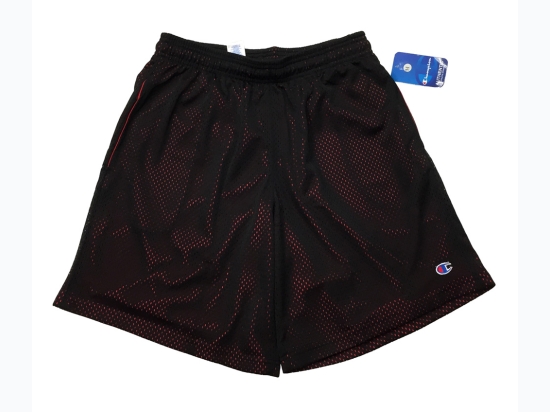 Men's Famous Maker 9" Mesh Pocket Short - Black Mesh with Red Lining