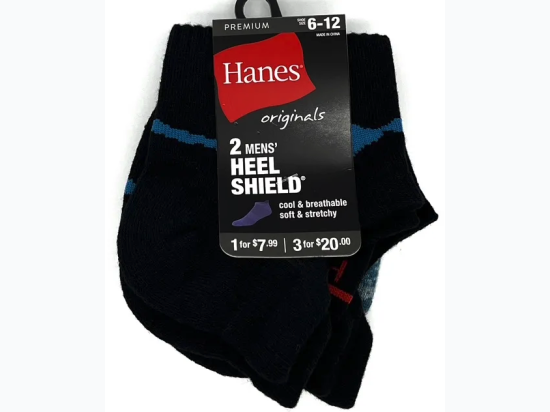 Men’s Hanes No Show Socks 2 Pack - Colors May Vary - Shoe Size: 6-12