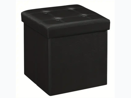 15" Collapsible Faux Leather Storage Ottoman - 2 Color Options