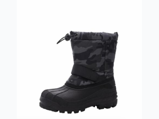 Little Boy's Black Camo Print Snow Boots