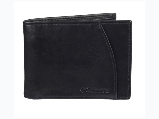 Men's Brand Name RFID Extra-Capacity Slimfold Wallet in Black