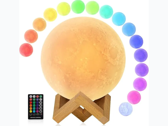 Moon Lamp – 4.7 inch – 16 Colors LED Moon Night Light Lamp with Stand – Remote Control