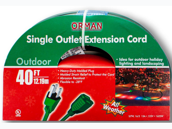 40′ Extension Cord - Outdoor