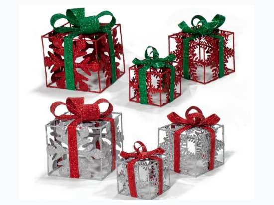 3 Piece Assorted Glittered Metal Gift Box Sets