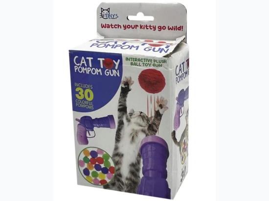 Interactive Plush Ball Shooting Cat Toy Gun