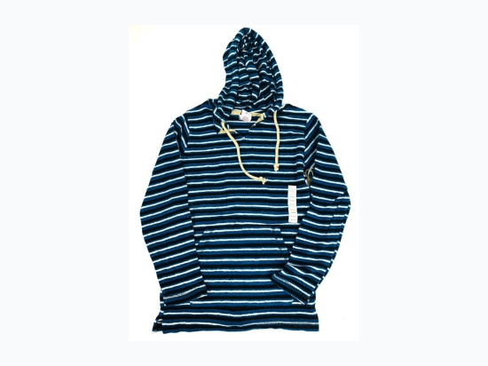 Women’s Striped French Terry Pullover Hoodie - Stripe Pattern & Shades of Color Will Vary