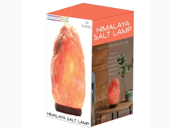 USB-Powered LED Color Changing Himalayan Salt Lamp w/ Wood Base