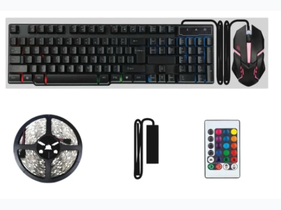 CYLO Gaming Set with Keyboard, Mouse and LED Light Strip