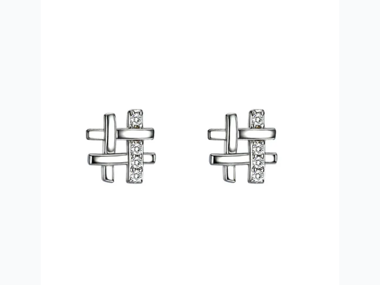 Women's Hashtag Stud Earrings Sterling Silver