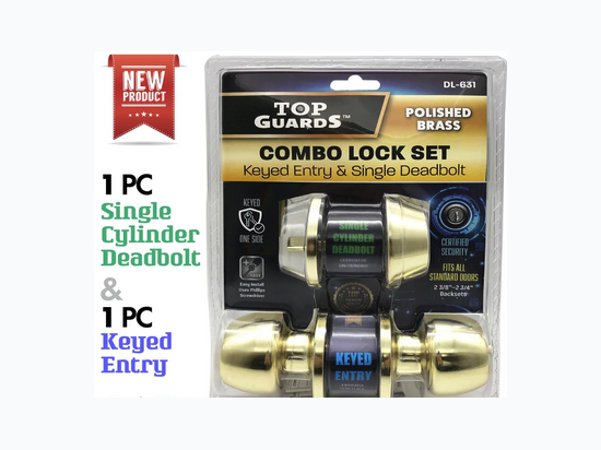 Combo-Key Entrylock & Deadbolt - Polished Brass