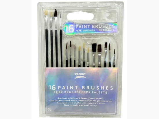 15 Pack Artist Paint Brush Set with Palette