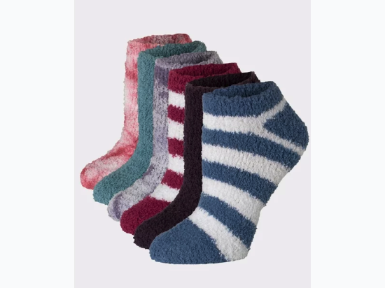 Women’s ‘Hanes’ Cozy Socks 6 Pair Pack - Tye Dye, Stripes and Solids - Assorted Colors