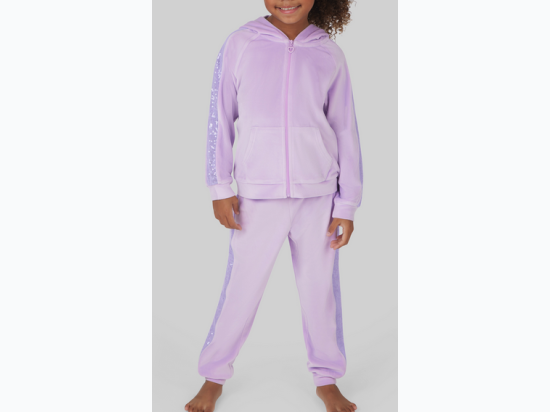 Little Girls Velour Shimmer Hoodie and Jogger Set - 2 Color Options