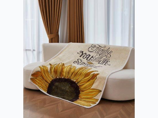 Virah Bella® Collection Flannel Sherpa Throw - Sunshine Family