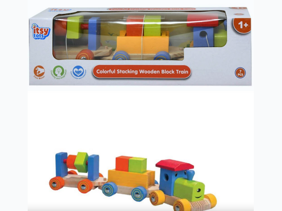 Itsy Tots Colorful Stacking Wooden Block Train- Version 1