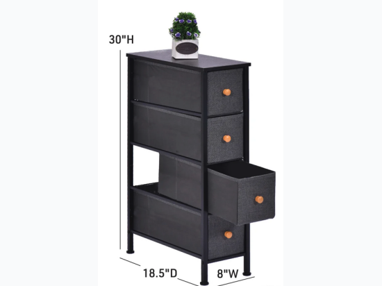 18.5"D x 8"W x 30"H 4 Drawer Slim Storage Tower