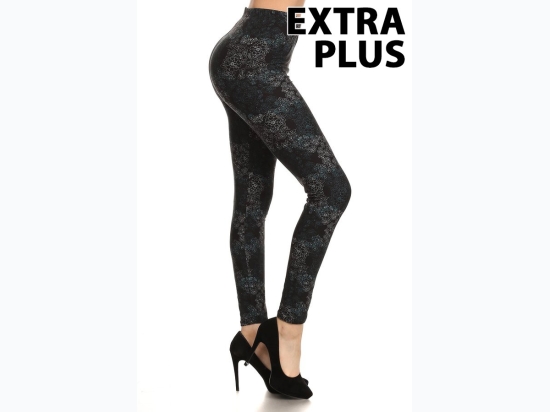 Women's Extended Plus Multi Print High Waisted Leggings - One Size Fits Most - 3X - 4X