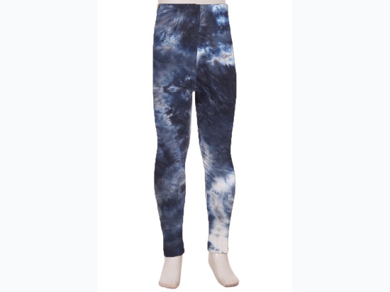 Girl's Buttery Soft Navy Tie-Dye Print Leggings