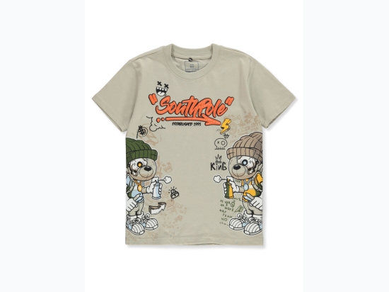 Boy's Textured Southpole Textured Graffiti $ King T-Shirt in Oyster