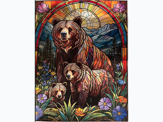 Grizzly Family - Stained Glass - Everyday Throw