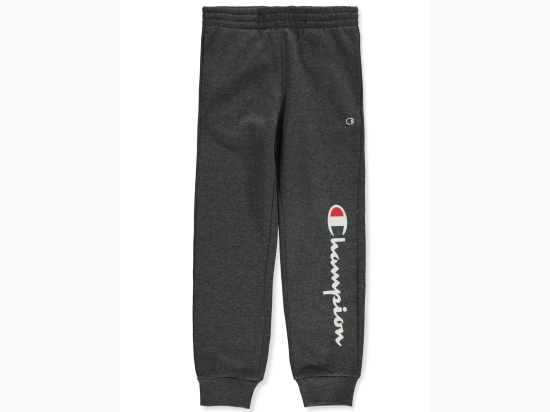 Boy's Champion Vertical Script Logo Jogger Pants in Charcoal