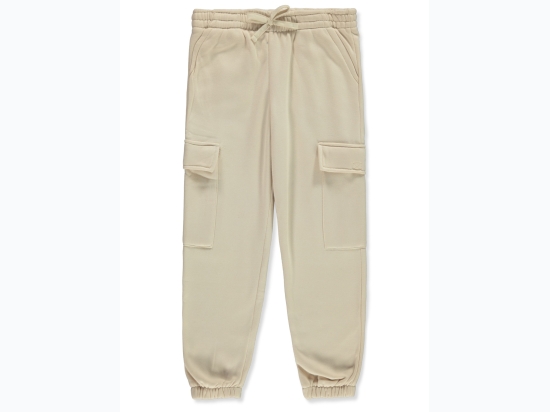 Girl's Star Ride fleece Cargo Jogger Pants in Ivory