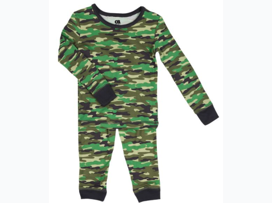 Boy's 2-Piece Polysuede Pajama Set - Green Camo