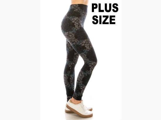 Women's Plus Multi Print High Waisted Leggings - One Size Fits Most - Size 1X -2X