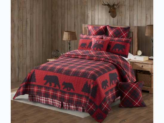 Virah Bella® Collection - Quilt Set - Cabin Life - Red - Full/Queen