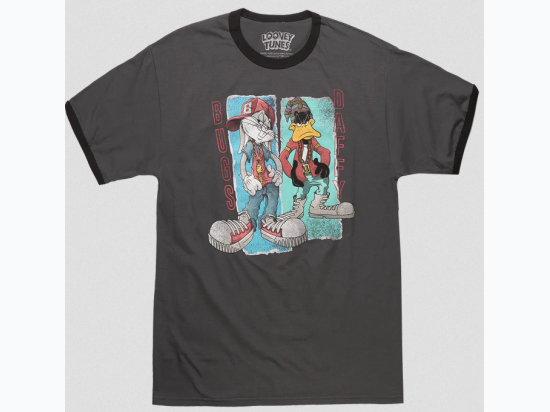 Men's Bugs & Daffy Looney Tunes T-Shirt In Charcoal Grey