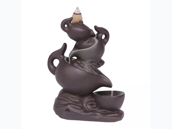 Tea Pot Backflow Incense Burner w/ Assorted Cones - 5"H