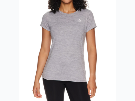 Women's Famous Maker Legacy Performance T-Shirt with Short Sleeves - Heathered Grey With Pink Logo