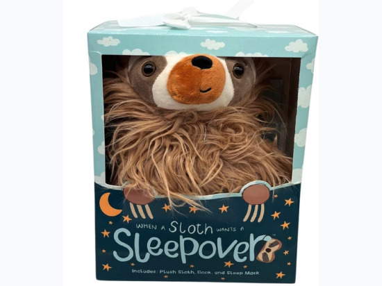 Tickle & Main Sloth Sleepover Set with Plush Sloth Book and Sleep Mask in Gift Box