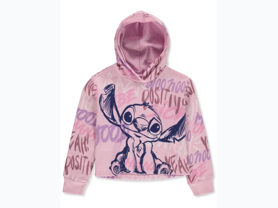 Girl's Lilo & Stitch Worded Graphic Print Hoodie in Pink