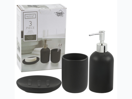 3pc Simply Home Dolomite Bathroom Set- Black