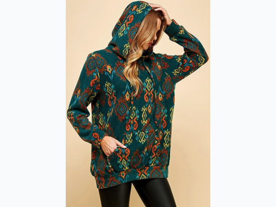 Plus Size Simple Retro Print Soft Hoodie - 2 Color Options