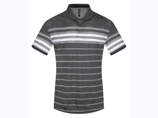 Men's Silverstone Striped Polo in Dark Grey