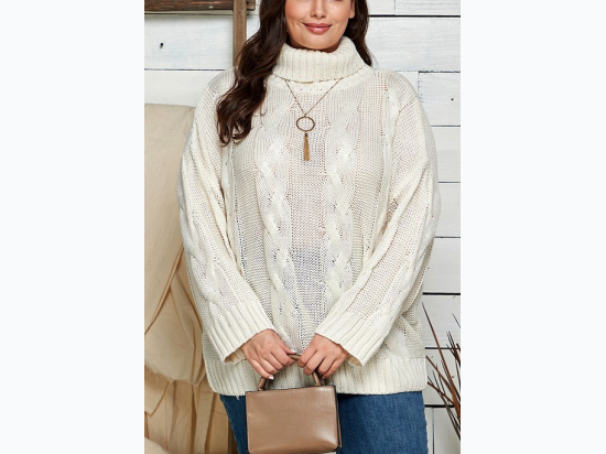 PLUS Size OVERSIZED TURTLE NECK PULLOVER SWEATER - 2 Color Options