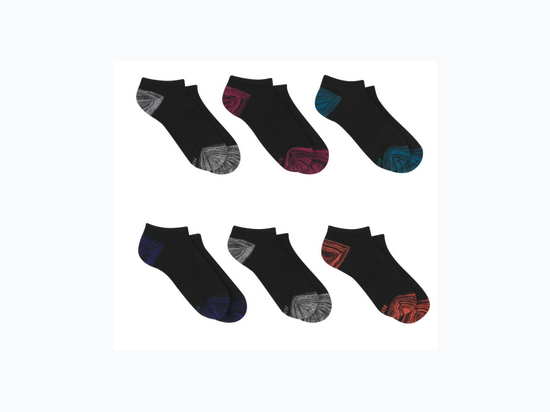 Women’s ‘Hanes’ No Show Socks 6 Pack - Black