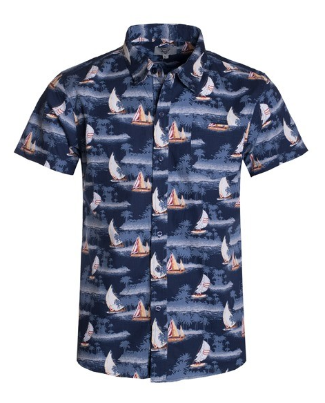 sailboat print button up shirt