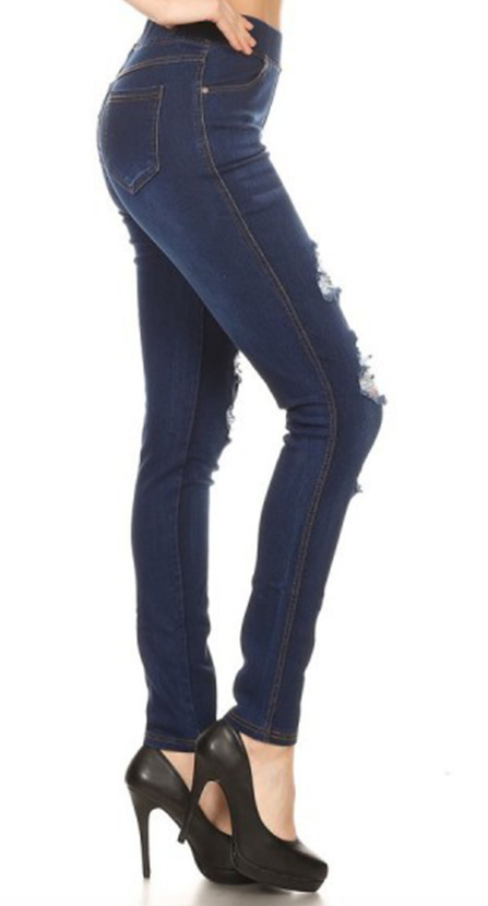 distressed denim jeggings