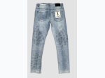 Men's Logo Embossed Denim Jeans in Ice Blue Wash