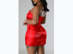 Junior's Tube Mini Dress With Detachable Bow Tail - Red