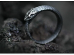 Men's Textured Matte Black Open End Adjustable Snake Ring