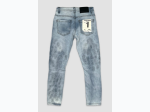 Boy's Logo Embossed Denim Jeans in Ice Blue Wash