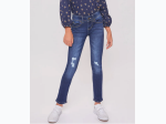 Girls Wannabettafit 1-Button Distressed Skinny Jean